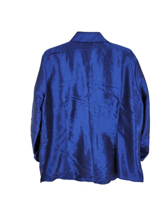 Coldwater Creek 1X Blue Button Up Blouse Embroidered Dressy Elegant Evening - Picture 5 of 5